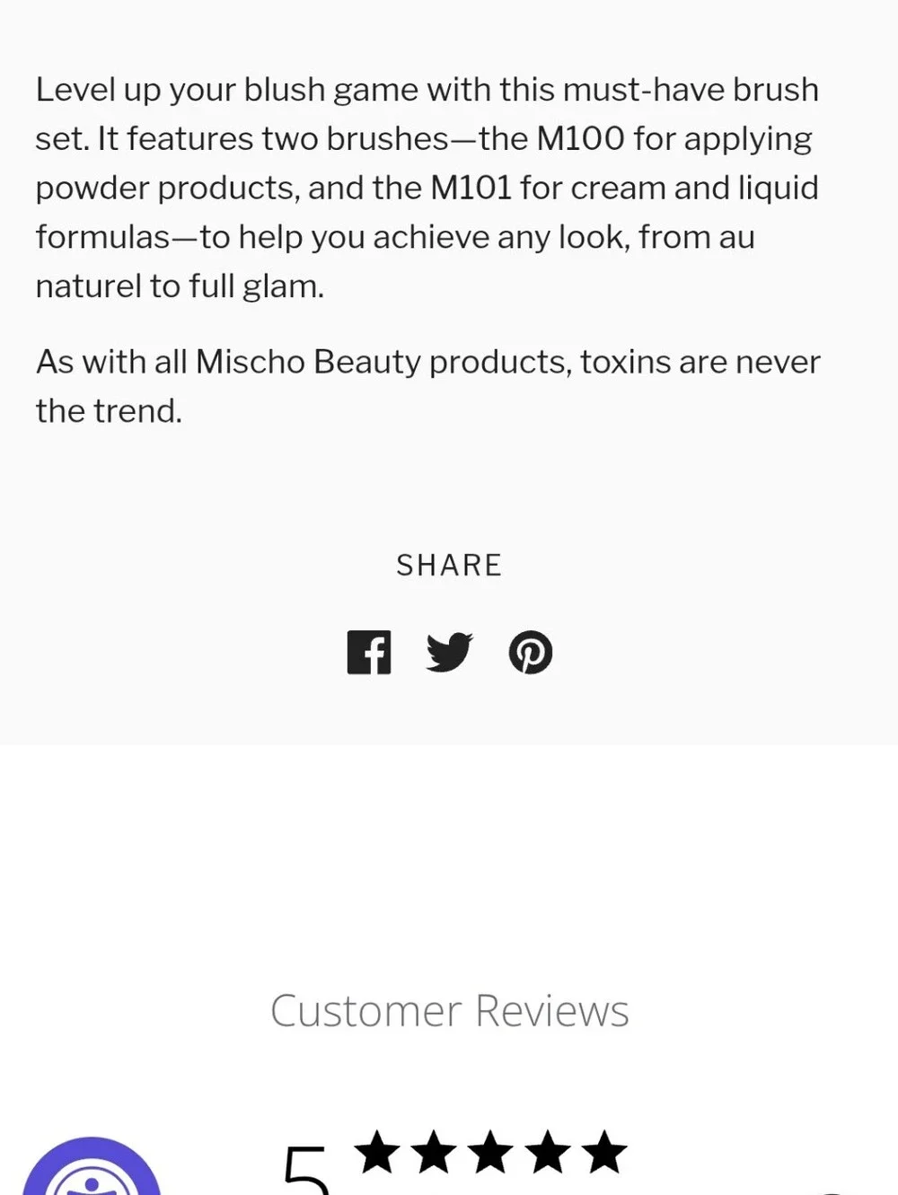 mischo Women's Makeup Brush Set - White